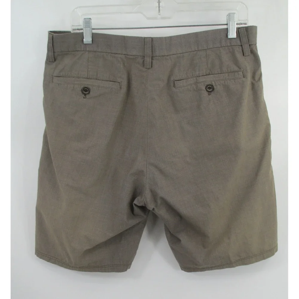 Banana Republic Mens Bermuda Shorts Brown 33 Cotton Flat Front Mid Rise 9 Inseam